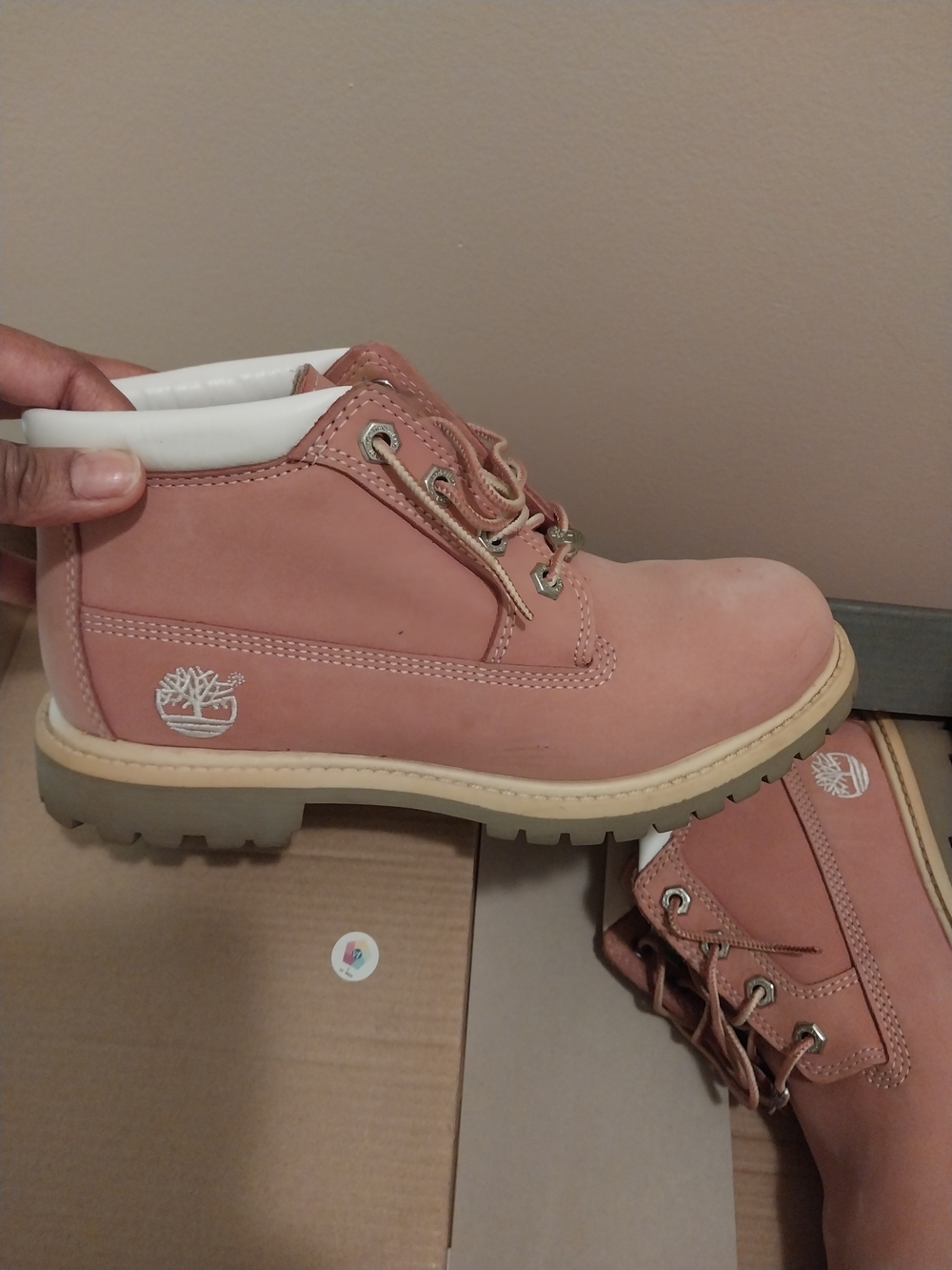 Timberland Women's Dusty Pink Lace-Up Leather Combat Boots